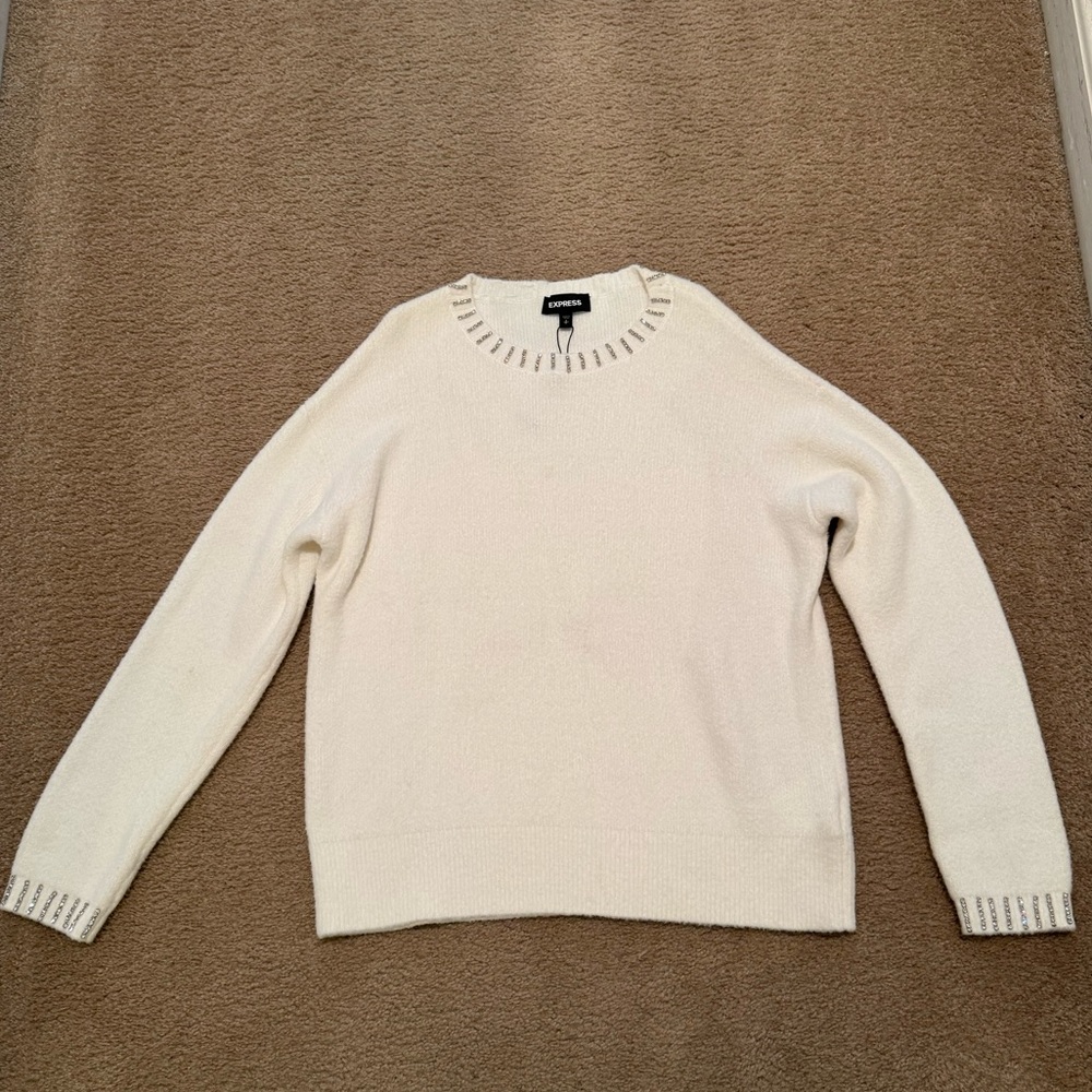 NWT Express Crewneck Rhinestone Sweater - Picture 5 of 10